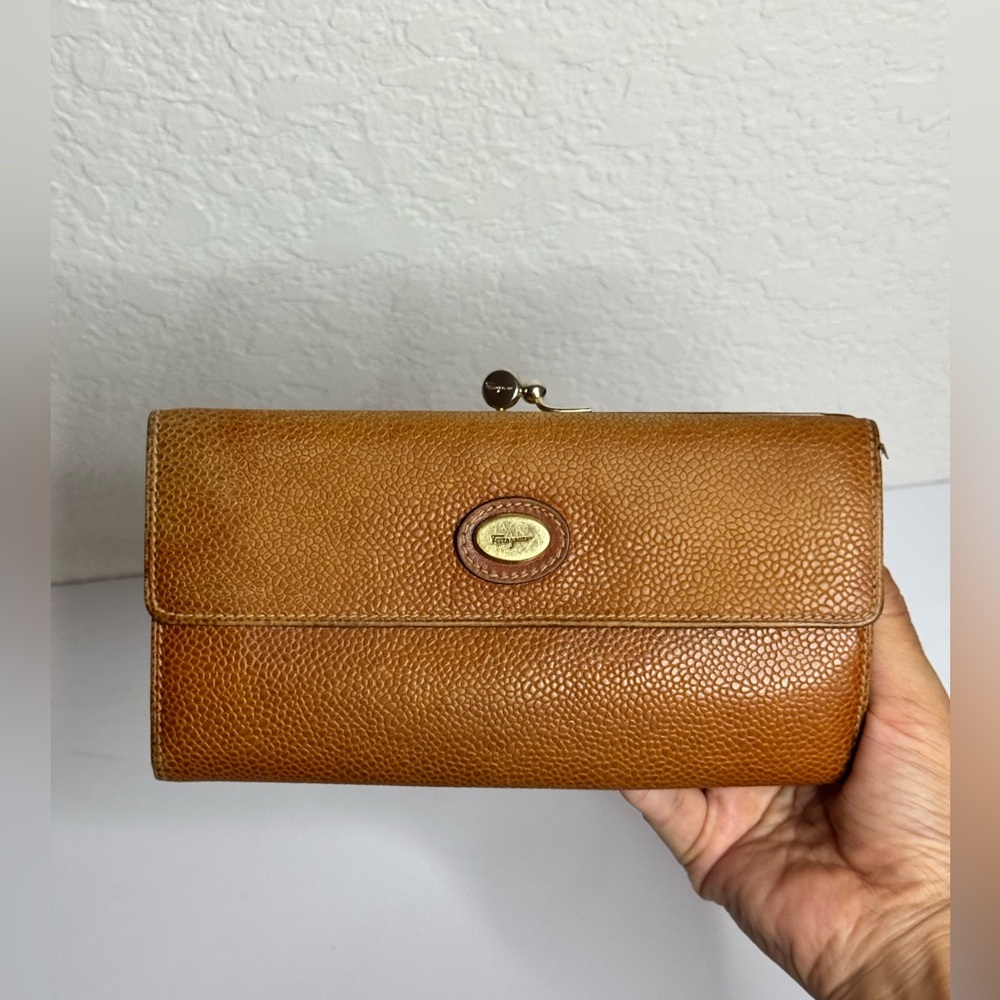 Vintage Salvatore Ferragamo Brown Camel Leather Wallet